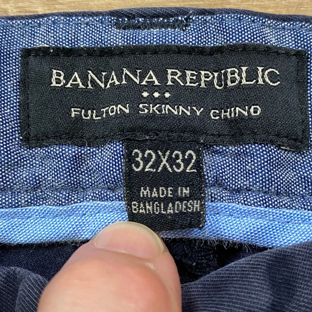 Banana Republic Chino Mens 32x27 Cotton Fulton Skinny Fit Navy Blue Classic